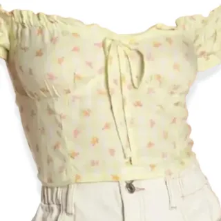 Photo of Abound Crop Top Smocked Back Floral Short Ruffled Sleeves Multicolor Medium NWOT