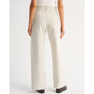 Photo of A&F Sloane Tailored Wide Leg Pant beige pinstriped size 26