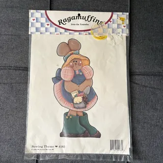 Photo of Sowing Thyme Rabbit Gardening Ragamuffin Iron-On Transfer - Vintage 1994 New NOS