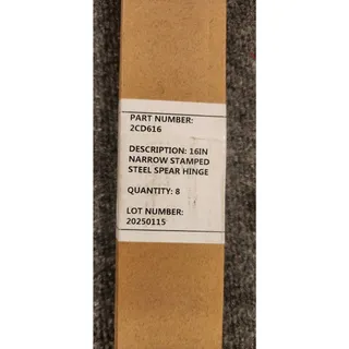 Photo of Carriage House 2CD616 16 Inch Stamped Steel Spear Hinges Matte Black 8 Pack Box