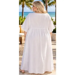 Photo of #2-11 MSRP $45 NWT OSHOPLIVE BLUE FLORAL MAXI KAFTAN DRESS ♡SIZE 5XL♡