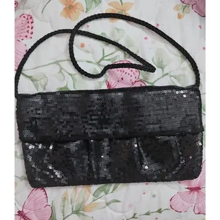 Photo of STYLE & CO BLACK SEQUIN EVENING CLUTCH SHOULDER BAG