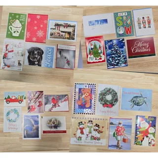 Photo of Lot of 24 Assorted Unused Christmas Season Holiday Greeting Cards with Envelopes