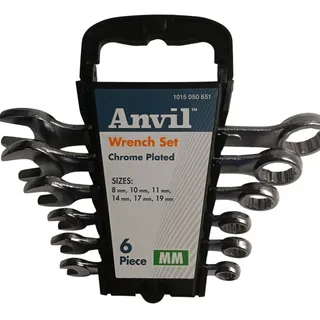 Photo of Anvil 6-Piece Metric Combination Wrench Set Chrome Plated 8-19mm w/ Case