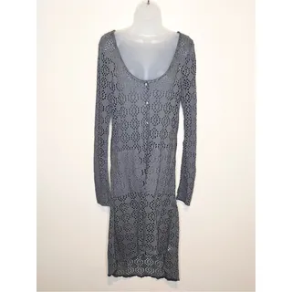 Photo of FREE PEOPLE FP BEACH Love Song Gray Crochet Lace Maxi Duster Cardigan Medium