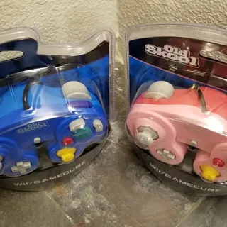 Photo of 2 Gamecube Controllers - Blue & Pink (NEW) - Nintendo - Old Skool