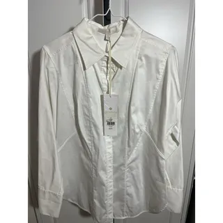 Photo of NWT New etcetera Women’s Crisp Ivory Tailored Long Sleeve Blouse Size 10