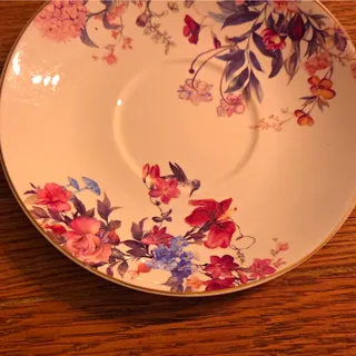 Photo of Grace Teaware Floral Porcelain Saucer Round Glossy Dishwasher Safe Printed
