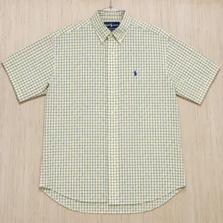 Photo of Ralph Lauren Blake Mens Large Short Sleeve Button Down Plaid Check Cotton Shirt