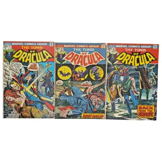 Photo of Tomb of Dracula #9 #15 #16 Lot of 3 Marvel Comics 1973 Bronze Age Horror VF/FN