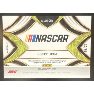 Photo of 2026 Panini Select NASCAR Corey Heim #AM-CHM Auto Memorabilia Tie-Dye Prizms /25