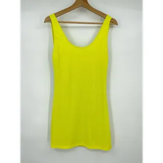 Photo of superdown | Kourtney Backless Mini Dress in Chartreuse Rib Knit L
