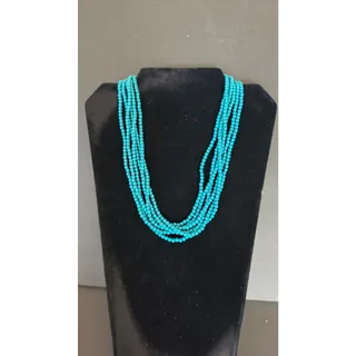 Photo of VTG Multi Strand Turquoise Bead Layered Statement Necklace Boho Style LN