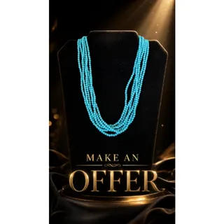 Photo of VTG Multi Strand Turquoise Bead Layered Statement Necklace Boho Style LN