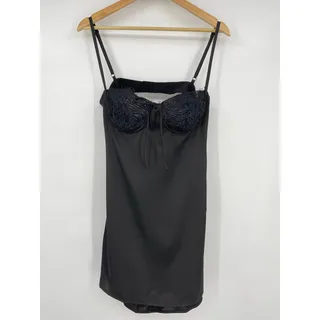 Photo of superdown | NWT Tony Mini Dress in Black Satin Sweetheart Lace Babydoll L