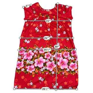Photo of Vintage 60s Ui-Maikai Hawaiian Muumuu Dress Red Hibiscus Cotton L XL