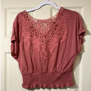 Photo of Parallel Skies Crop Top Pink Bouse with see through Back Size Large