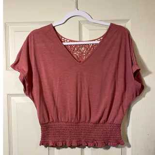 Photo of Parallel Skies Crop Top Pink Bouse with see through Back Size Large