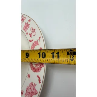 Photo of Grace Teaware Christmas Pink Bow 2 Tier Porcelain Serving Tray Gold Trim