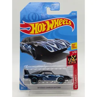 Photo of 2019 Hot Wheels ’69 Dodge Charger Daytona HW Flames Black 1/10
