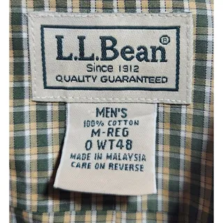Photo of L.L.Bean Men’s Medium Regular Green Plaid Button Down Long Sleeve Cotton Shirt