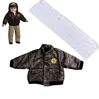 Photo of American Girl Molly Aviator Jacket & Flying Scarf Bomber Flight Coat Brown White