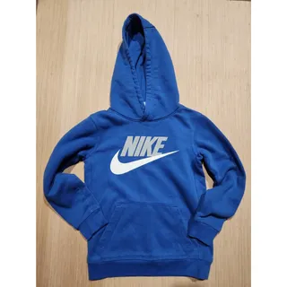 Photo of Nike Youth Boys Hoodie Sweatshirt Blue Swoosh Pullover Kangaroo Pocket Size 6