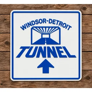 Photo of Windsor - Detroit Michigan Tunnel Road Sign Tunnel To Ontario Canada Travel 