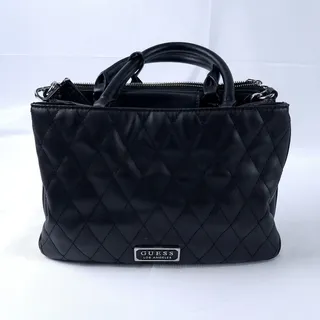 Photo of GUESS LOS ANGELES Cessily Women's Black Quilted Faux Leather Satchel Handbag