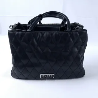 Photo of GUESS LOS ANGELES Cessily Women's Black Quilted Faux Leather Satchel Handbag