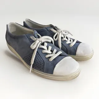 Photo of Ecco Soft Blue Leather Lace Up Sneakers Womens 10 W Comfort Low Top Shoes