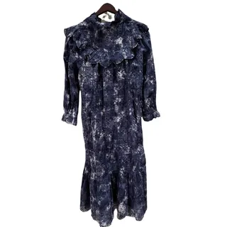 Photo of NEW LoveShackFancy Elspeth Dress in Midnight Hand Dye Blue Tie-Dye Eyelet