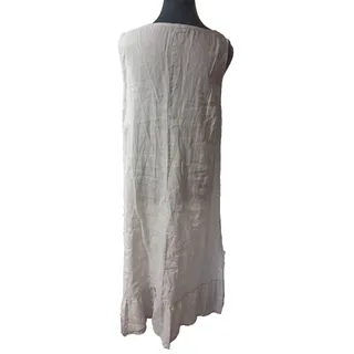 Photo of Terzo Millennio Linen Maxi Dress M Gray Ruffle Hem Made in Italy Lagenlook