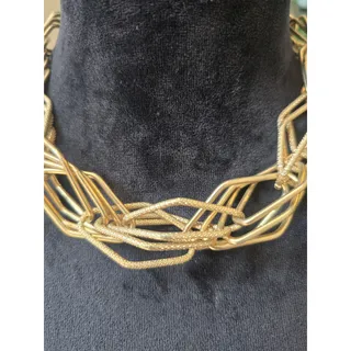 Photo of Gold Tone Chunky Geometric Multi Strand Chain Statement Necklace