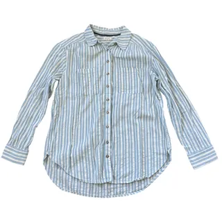 Photo of Anthropologie Pilcro Hadley 100% Cotton Stripe Button Front Shirt Blue Stripe