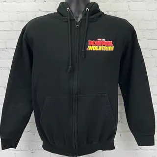 Photo of Marvel Deadpool Wolverine Best Friends Full Zip Hoodie M Medium Black Disney