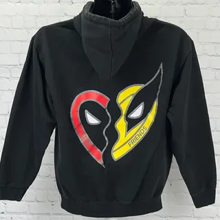 Photo of Marvel Deadpool Wolverine Best Friends Full Zip Hoodie M Medium Black Disney