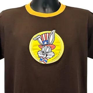 Photo of Vintage 70s Bugs Bunny USA T Shirt M Medium Patriotic Independence Day Brown Tee
