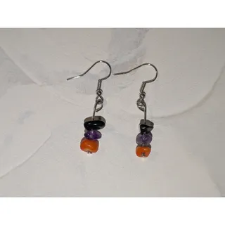 Photo of Cute & Colorful Vintage 1980s Silver-Tone Multi-Color Beaded Dangle Earrings
