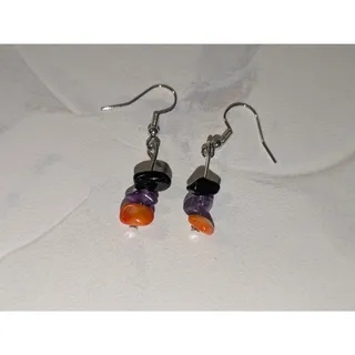 Photo of Cute & Colorful Vintage 1980s Silver-Tone Multi-Color Beaded Dangle Earrings