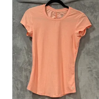 Photo of Title Nine Grace Tee Coral Pink Ruched Back Athletic Tee Short Sleeve Women's XS