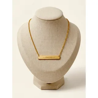 Photo of Gold Tone Mama Nameplate Bar Necklace 22” with Gift Box NIB