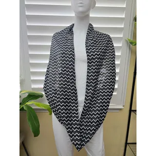Photo of Black White Chevron Pattern Y2K 90s Infinity Scarf OSFM