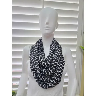 Photo of Black White Chevron Pattern Y2K 90s Infinity Scarf OSFM