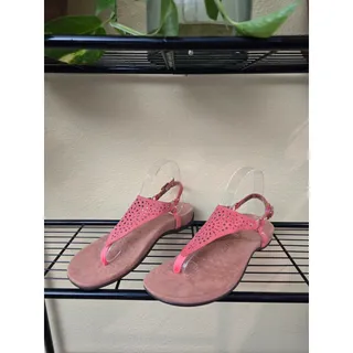 Photo of Vionics Kirra Orange Floral Backstrap Orthotic Arch Support Sandals Size 8.5