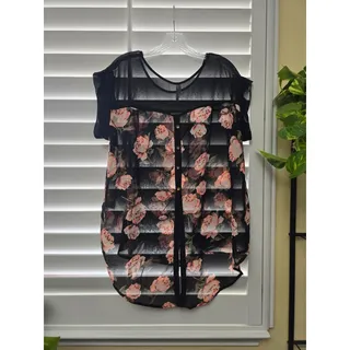 Photo of Live 4 Truth Black Floral Sheer Mermaid Tail Plus Size Top 1X