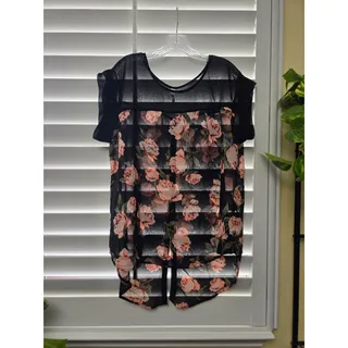 Photo of Live 4 Truth Black Floral Sheer Mermaid Tail Plus Size Top 1X