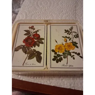 Photo of Vtg Double Deck Piatnik Rosier Botanical Rose Cards Austria (3243)