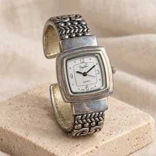 Photo of Brighton Silver Tone Cuff Bangle Watch BC-5225S Japan Quartz Movement