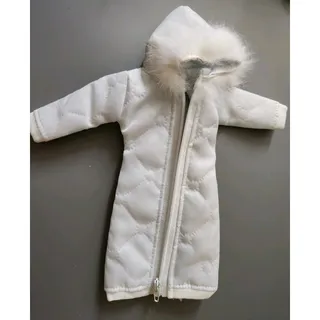 Photo of Vintage Barbie Midge Designer White Nylon Coat/Jacket With Fur Trim